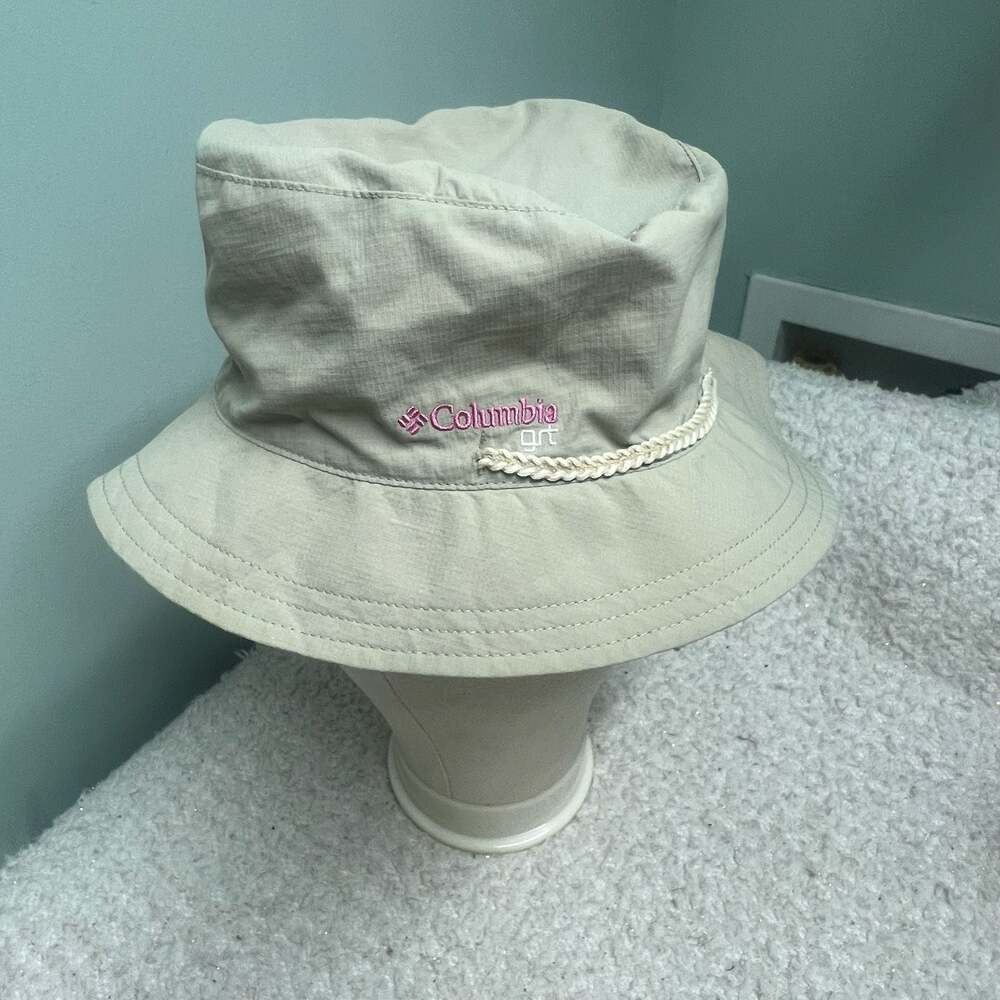 Columbia GRT Women's Omni-Shade Nylon Tan Bucket Hat O/S Pink Lined (S/M really)